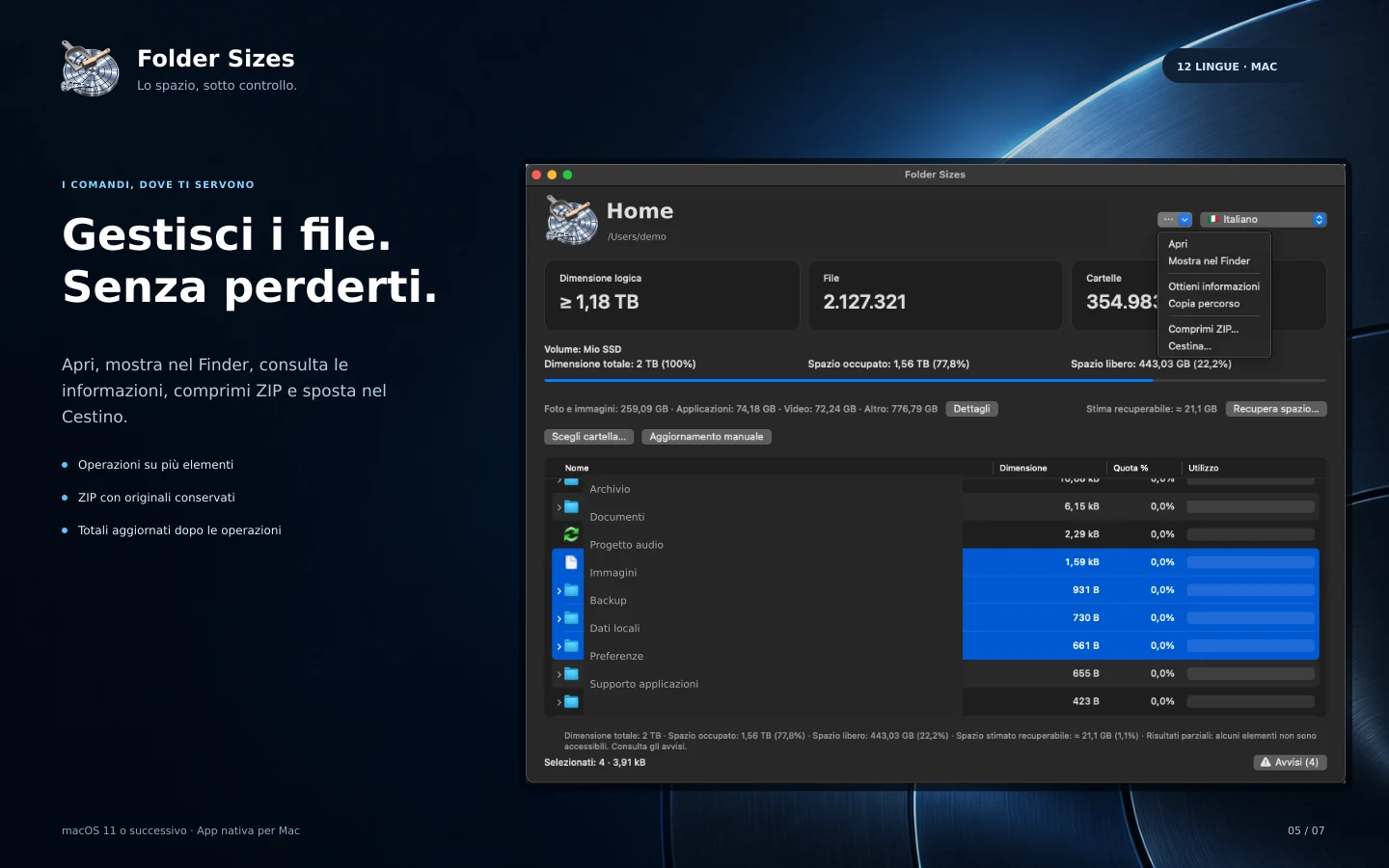 Folder Sizes — actions
